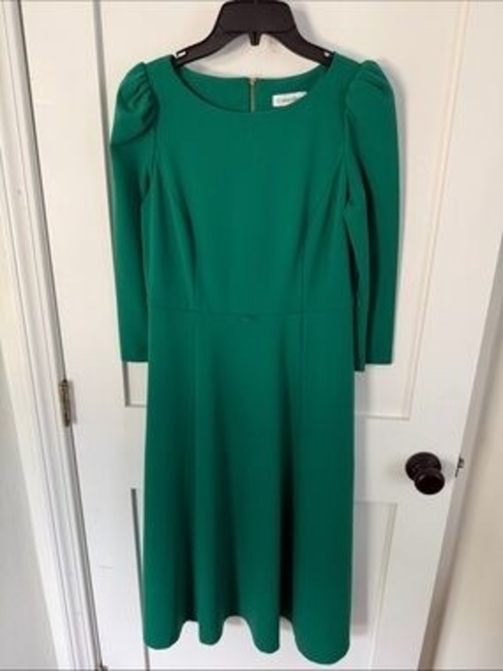 Calvin Klein Emerald Green Long Sleeve Midi Dress
